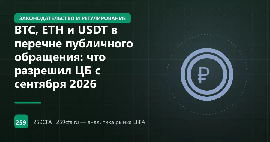 BTC, ETH и USDT в перечне публичного обращения: что разрешил ЦБ с сентября 2026