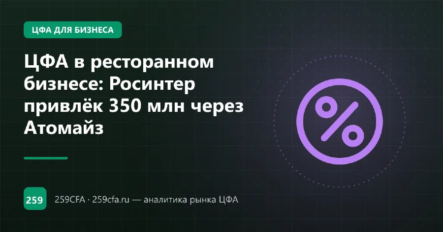 ЦФА в ресторанном бизнесе: Росинтер привлёк 350 млн через Атомайз