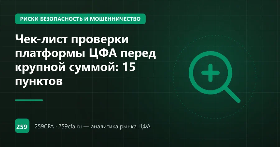 Чек-лист проверки платформы ЦФА перед крупной суммой: 15 пунктов