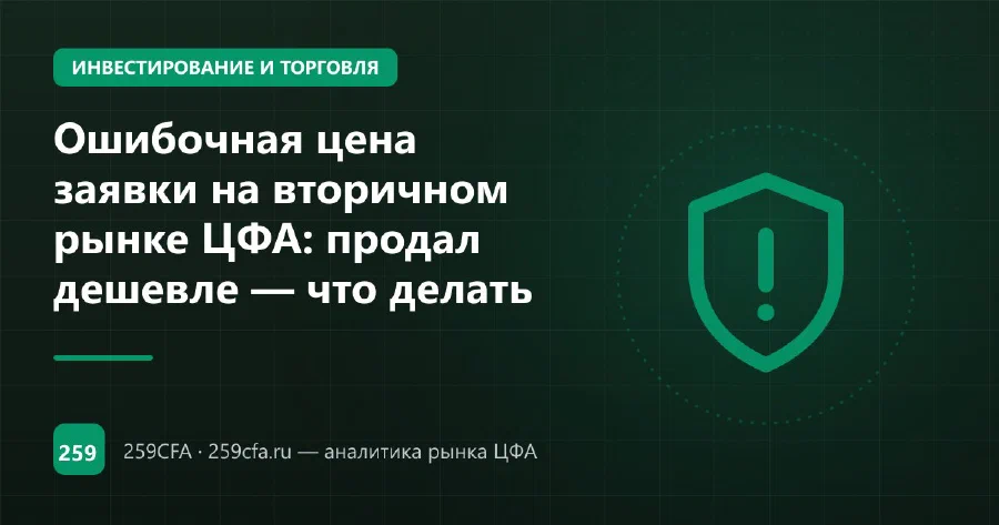 Ошибочная цена заявки на вторичном рынке ЦФА: продал дешевле — что делать