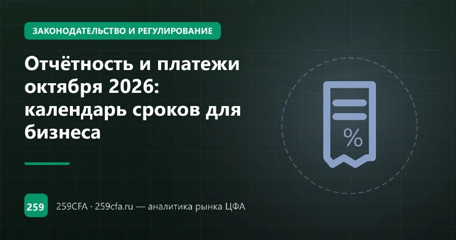 Отчётность и платежи октября 2026: календарь сроков для бизнеса