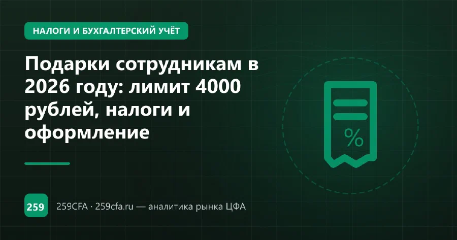 Подарки сотрудникам в 2026 году: лимит 4000 рублей, налоги и оформление