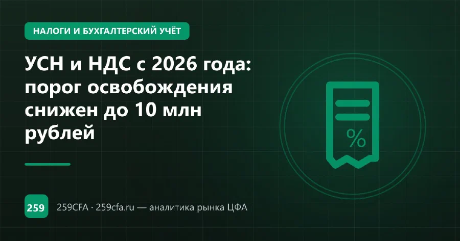 УСН и НДС с 2026 года: порог освобождения снижен до 10 млн рублей